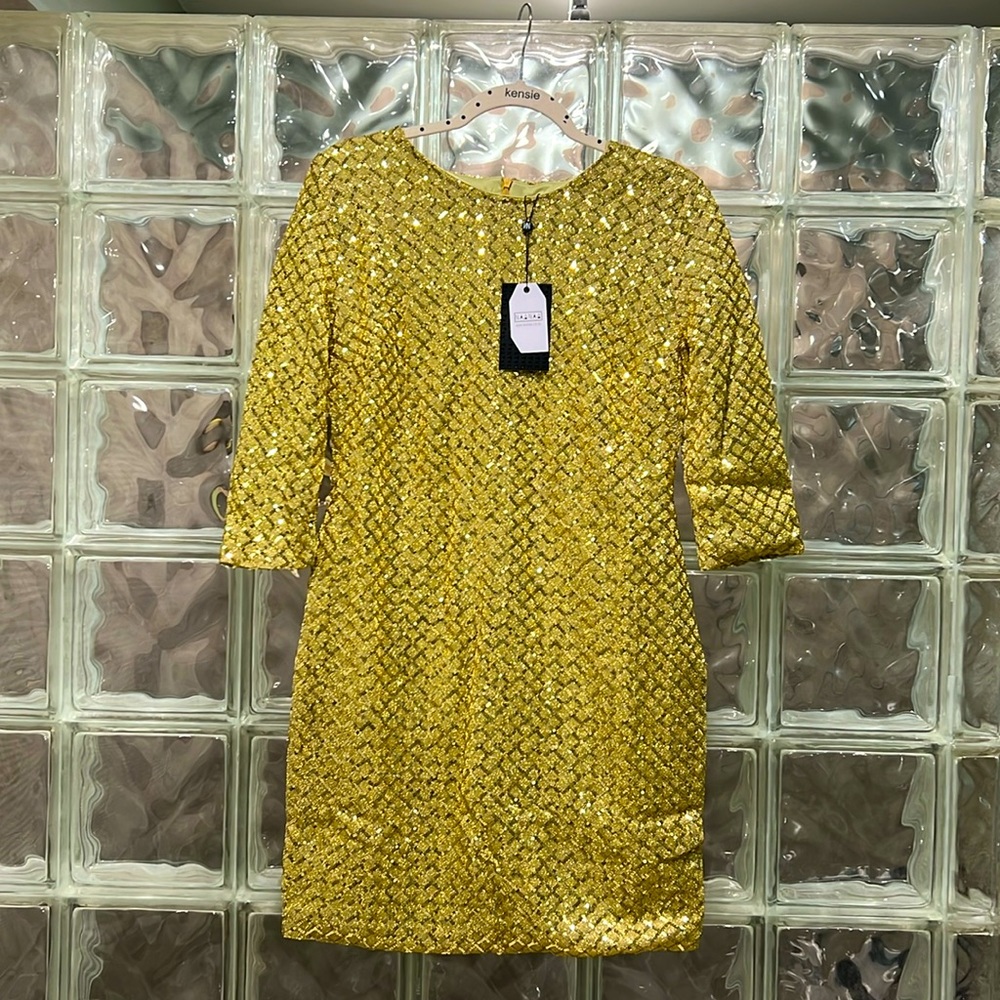 NaaNaa Sequin Mini Dress. Gold. Size 10 & 12 US